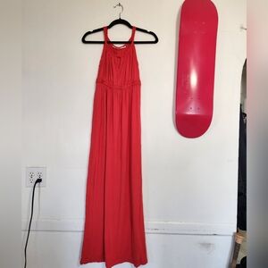 Elegant Red Halter Dress